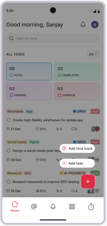 One-tap floating action button interface